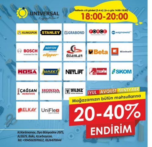 Saat 18:00-20:00 aralığında 20%-40% endirim!