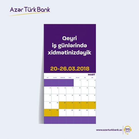 Azər Türk Bank bayram günlərində işləyəcək