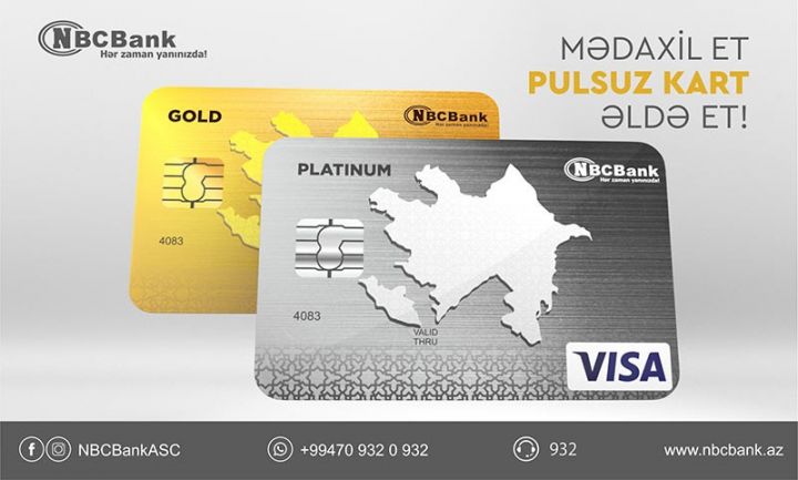 “NBCBank”dan PULSUZ PREMİUM KARTLAR