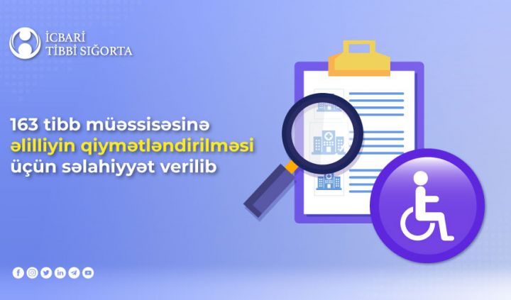 63 tibb müəssisəsinə əlilliyin qiymətləndirilməsi üçün səlahiyyət verilib