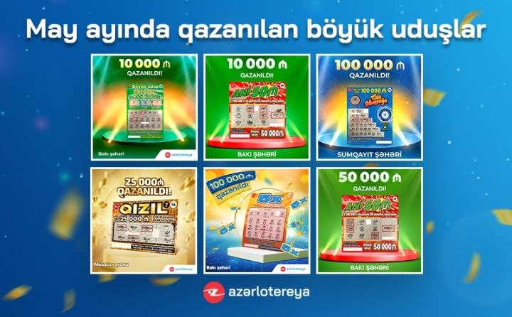 May ayında ani lotereya biletlərində 6 böyük uduş qazanılıb