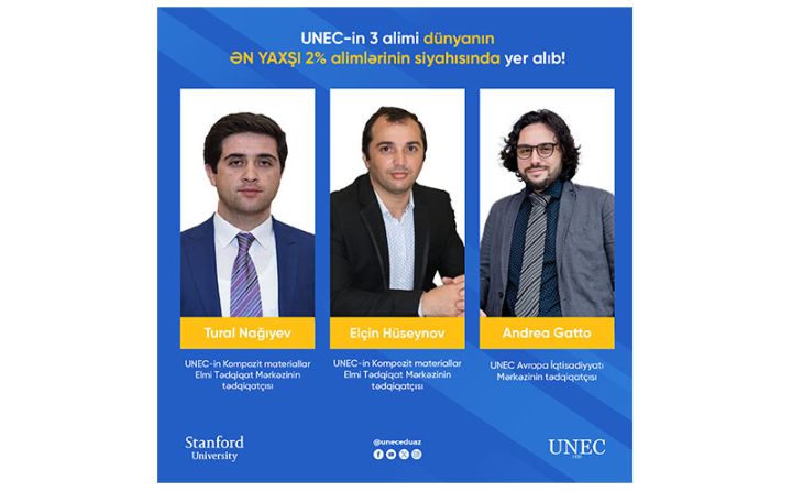 UNEC-in 3 alimi dünyanın ən yaxşı 2 faiz alimləri siyahısında yer alıb