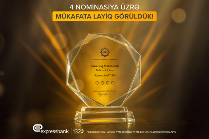 Expressbank ABA tərəfindən 4 nominasiya üzrə mükafatlandırılıb
