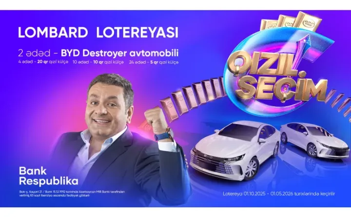 Bank Respublika lombard krediti müştəriləri üçün “Qızıl Seçim” lotereyasına start verdi!