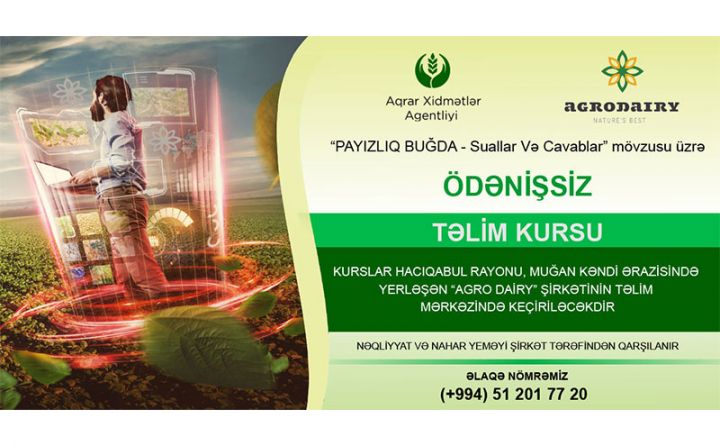 Kənd təsərrüfatı ilə bağlı ÖDƏNİŞSİZ TƏLİMLƏRƏ yenidən start verilir!