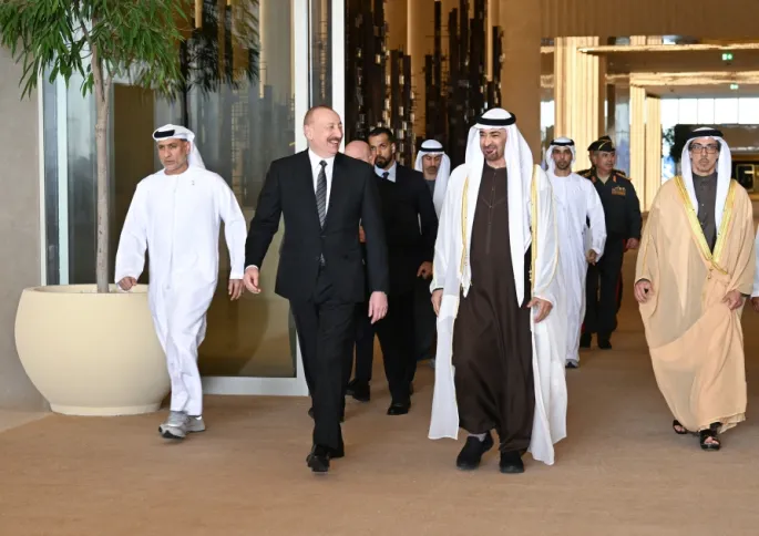 Prezident İlham Əliyev Birləşmiş Ərəb Əmirliklərinə səfərə gəlib