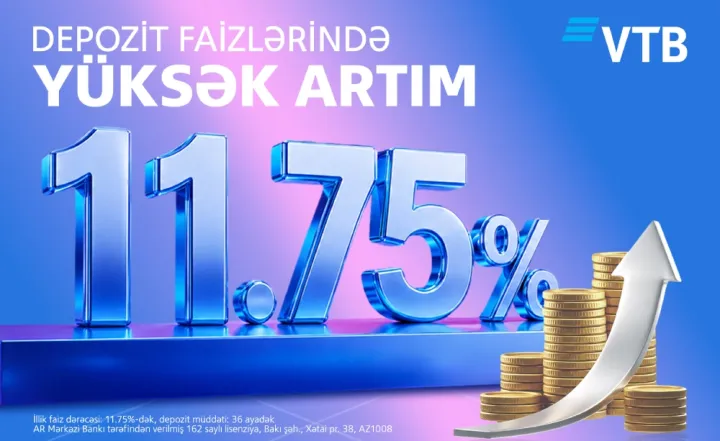 VTB (Azərbaycan) əmanət faizlərini 11.75%-dək qaldırdı